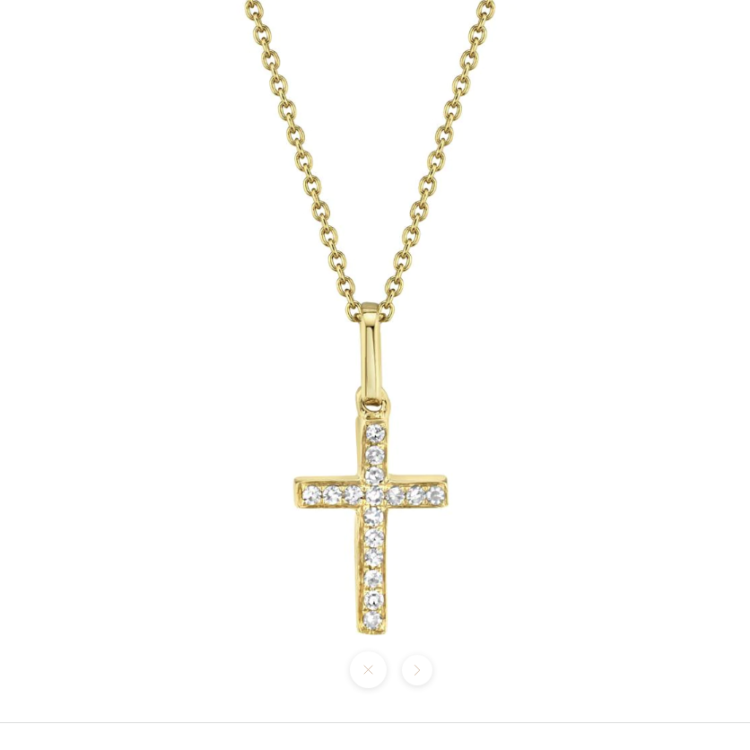 Shy Creation Yellow 14 Karat Gold Diamond Cross Necklace *