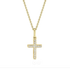 Shy Creation Yellow 14 Karat Gold Diamond Cross Necklace *