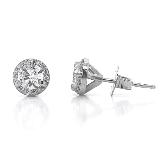 Diamond Designs White 14 Karat Gold 0.71ctw Diamond Halo Earrings *