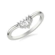  ArtCarved White 14K Gold Baguette Diamond Tiara Curved Wedding Band Size 6.5* - Diamond Designs