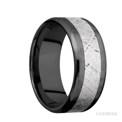 Lashbrook Black Zirconium Meteorite Wedding Band Size 10 * - view 2