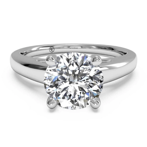 Ritani White 14 Karat Gold Solitaire Engagement Ring Mounting Size 6.5 *