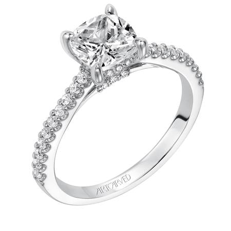 ArtCarved "Willa" White 14 Karat Gold Diamond Engagement Ring Mounting Size 6.5