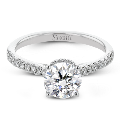 Simon G, LR2350 White Gold Diamond Hidden Halo Engagement Ring Mounting Size 6.5*