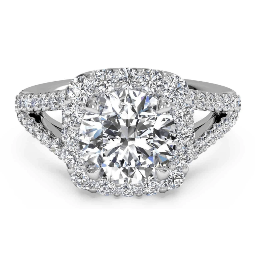 Ritani White 14 Karat Gold Diamond Engagement Ring Mounting Size 6.5 *