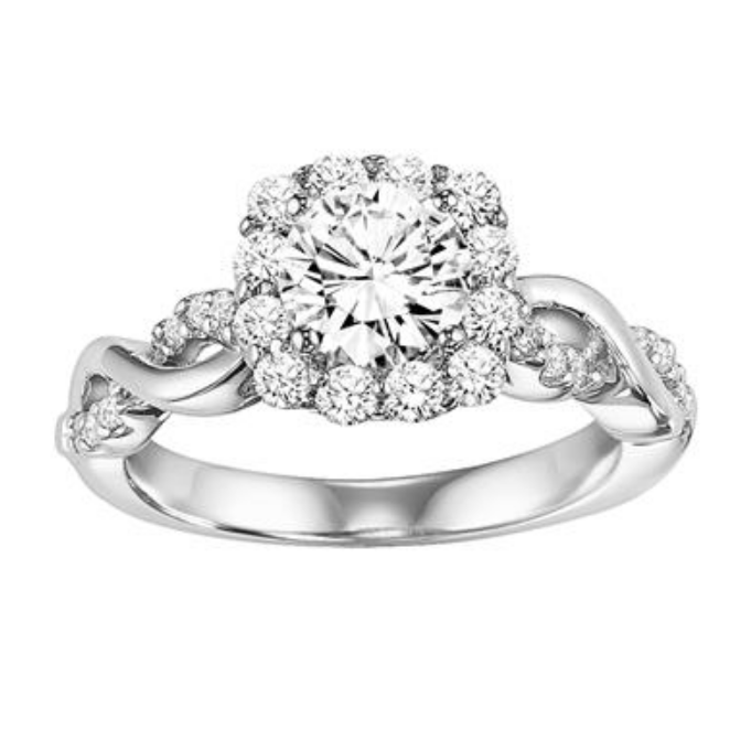 ArtCarved White 14 Karat Gold Diamond Engagement Ring Mounting Size 6.5