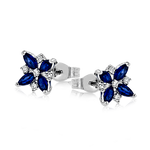 Zeghani White 14 Karat Gold Diamond & Sapphire Stud Earrings *