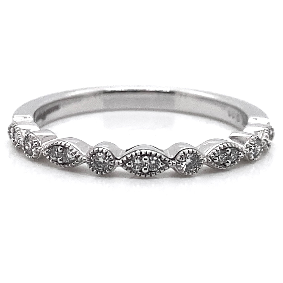 Diamond Designs White 14 Karat Gold Wedding Band Size 6.5