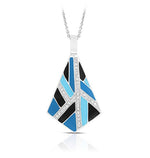 Delano Sterling Silver Blue/Black Enameled Geo Pendant
