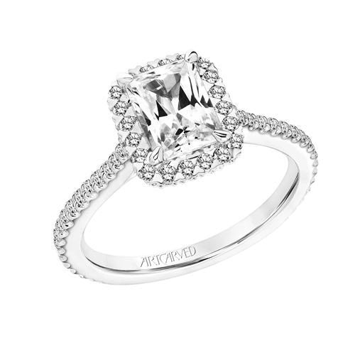 ArtCarved White 14 Karat Gold Diamond Engagement Ring Mounting Size 7.5