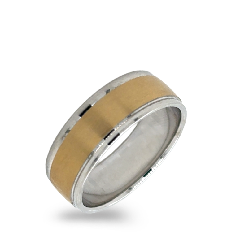 6mm 14K White and Yellow Gold Comfort Fit Wedding Band