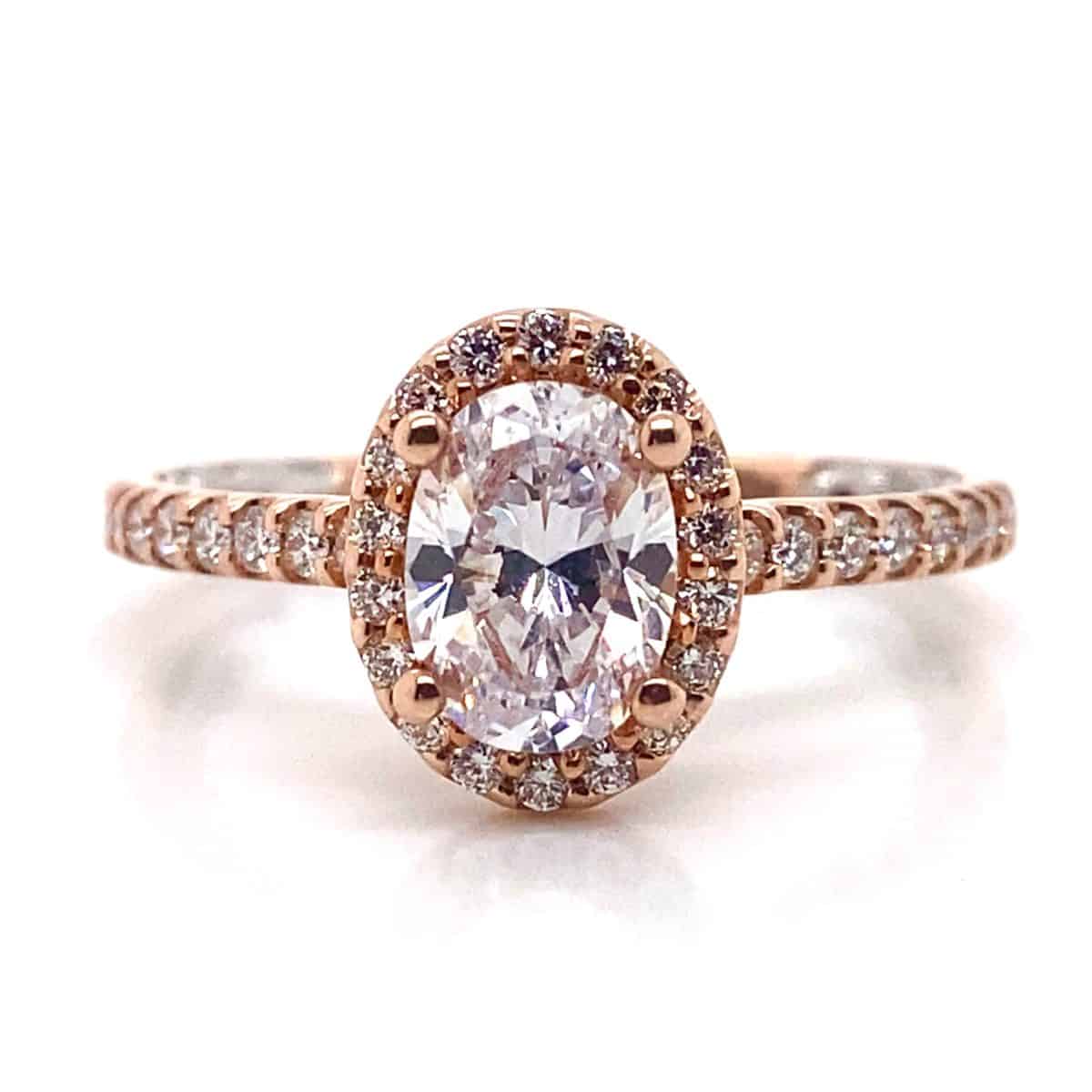 ArtCarved "Falyn" White & Rose 14 Karat Gold Diamond Engagement Ring Mounting Size 6.5