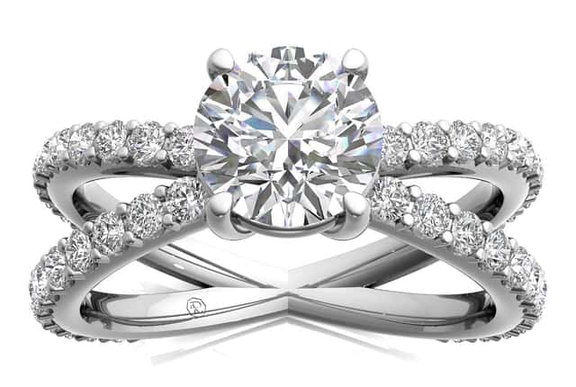 Ritani White 14 Karat Gold Diamond Engagement Ring Mounting Size 6.5 * - view 2