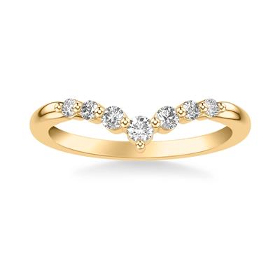 14 Karat Yellow Gold Curved Diamond Wedding Band Size 6.5 - view 2