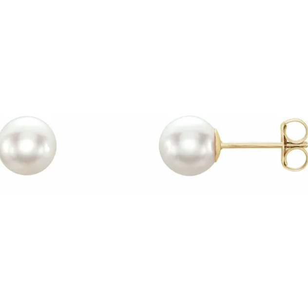 14K Yellow Gold Pearl Earrings from Diamond Designs