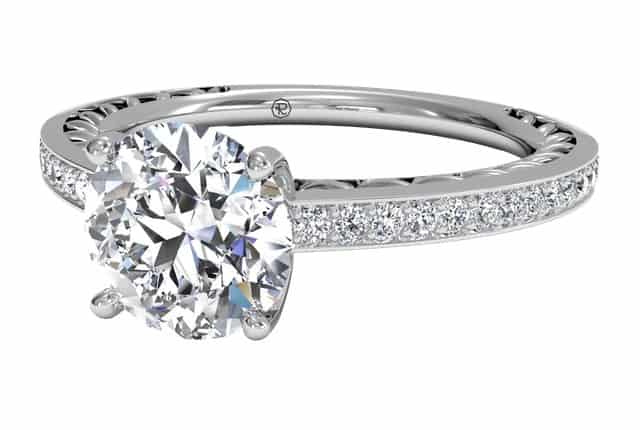 Ritani White 14 Karat Gold Diamond Engagement Ring Mounting Size 6.5 * - view 2