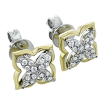 Zeghani Yellow & White 14 Karat Gold Diamond Clover Design Earrings*