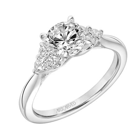 ArtCarved White 14 Karat Gold Diamond Engagement Ring Mounting Size 6.5 *
