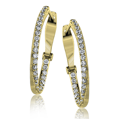 Zeghani Yellow 14 Karat Gold Diamond Oval Hoop Earrings *