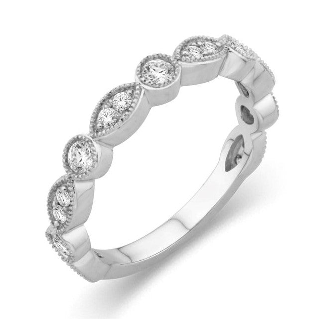 Diamond Designs White 18 Karat Gold Wedding Band Size 6.5 0.32ctw