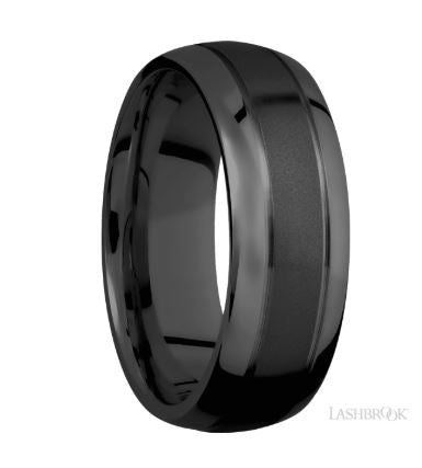 Lashbrook Black Zirconium Polished Wedding Band Size 10 * - view 2