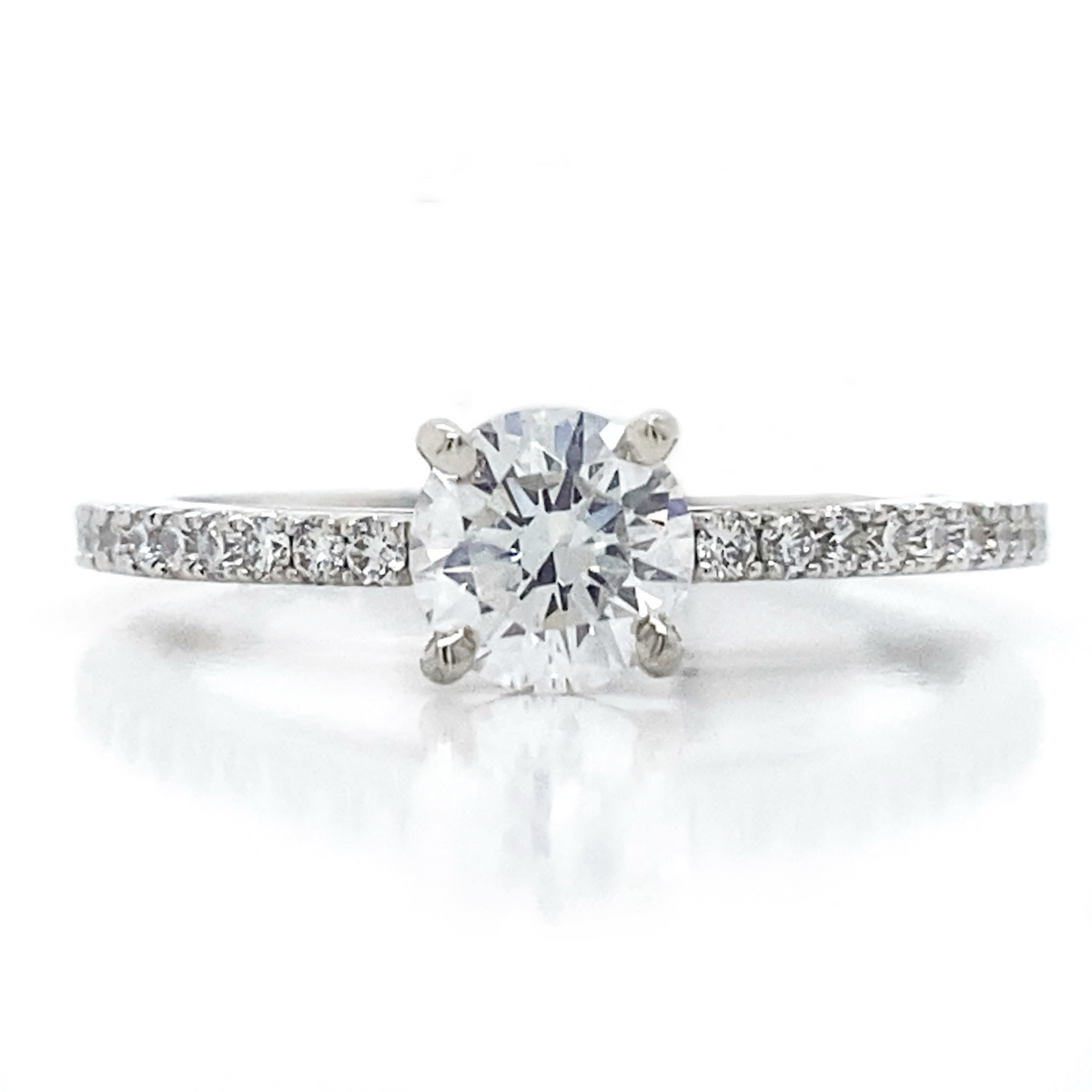 Diamond Designs White 18 Karat Gold Accented Diamond Engagement Ring Size 6.5 *