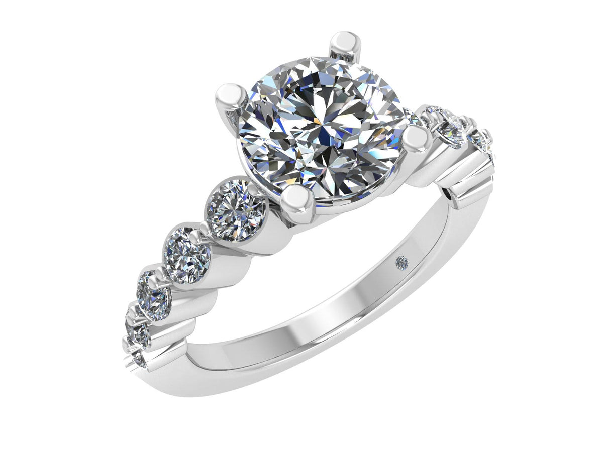 Diamond Designs White 18 Karat Gold Diamond Engagement Ring Mounting Size 6.5 *