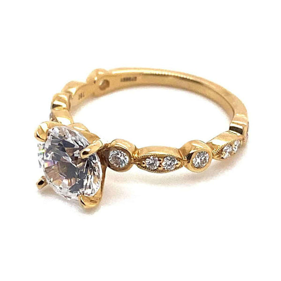 Ritani Yellow 18 Karat Gold Diamond Engagement Ring Mounting Size 6.5 * - Diamond Designs