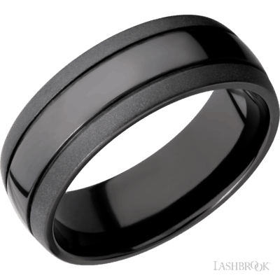 Lashbrook Black Zirconium Polished Wedding Band Size 10 *