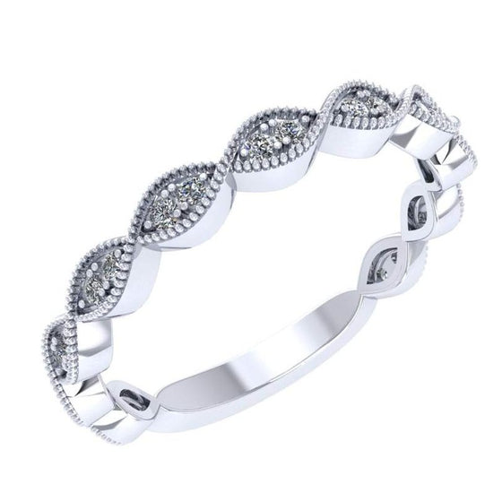 Diamond Designs White 18 Karat Gold Wedding Band Size 6.5 *