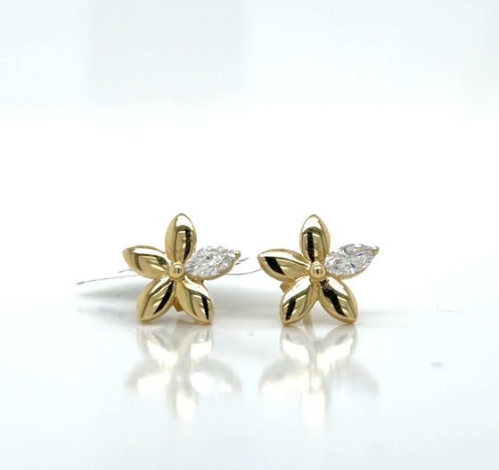 Yellow 14 Karat Gold Diamond Earrings