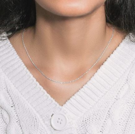 14 Karat White 20" Singapore Chain. - view 2
