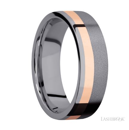 Lashbrook Grey Tantalum 14 Karat Rose Gold Wedding Band Size 10 * - view 2