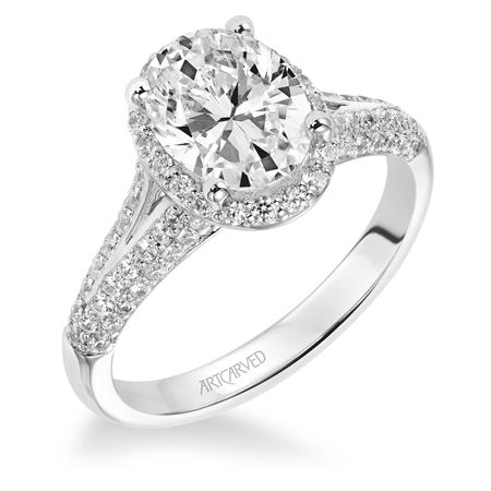 ArtCarved "Ariel" White 14 Karat Gold Diamond Engagement Ring Mounting Size 6.5
