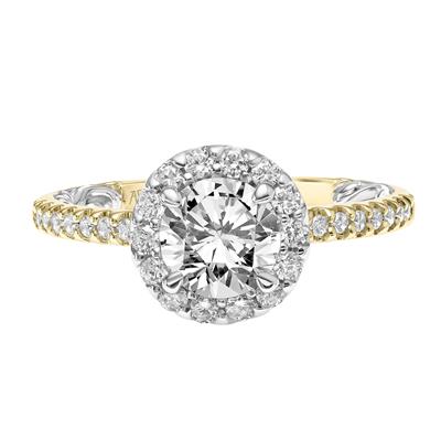 ArtCarved "Winifred" Yellow & White 14 Karat Gold Diamond Engagement Ring Mounting Size 6.5 - view 2