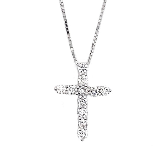 Diamond Designs White 14 Karat Gold Diamond Cross Pendant *