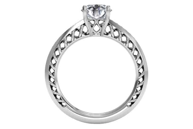 Ritani White 14 Karat Gold Diamond Engagement Ring Mounting Size 6.5 * - view 3