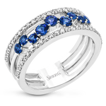 Simon G LR2303 White Gold Diamond and Sapphire Cluster Fashion Ring Size 6.5*