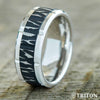 White Tungsten Carbide BlackHammered Wedding Band Size 9.5 *