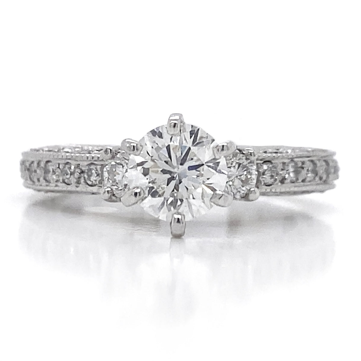 Diamond Designs Platinum Accented Diamond Engagement Ring Size 5 *