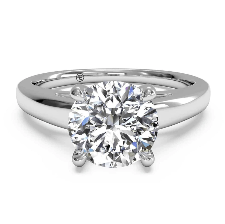 Ritani White 14 Karat Gold Solitaire Engagement Ring Mounting Size 6.5 *