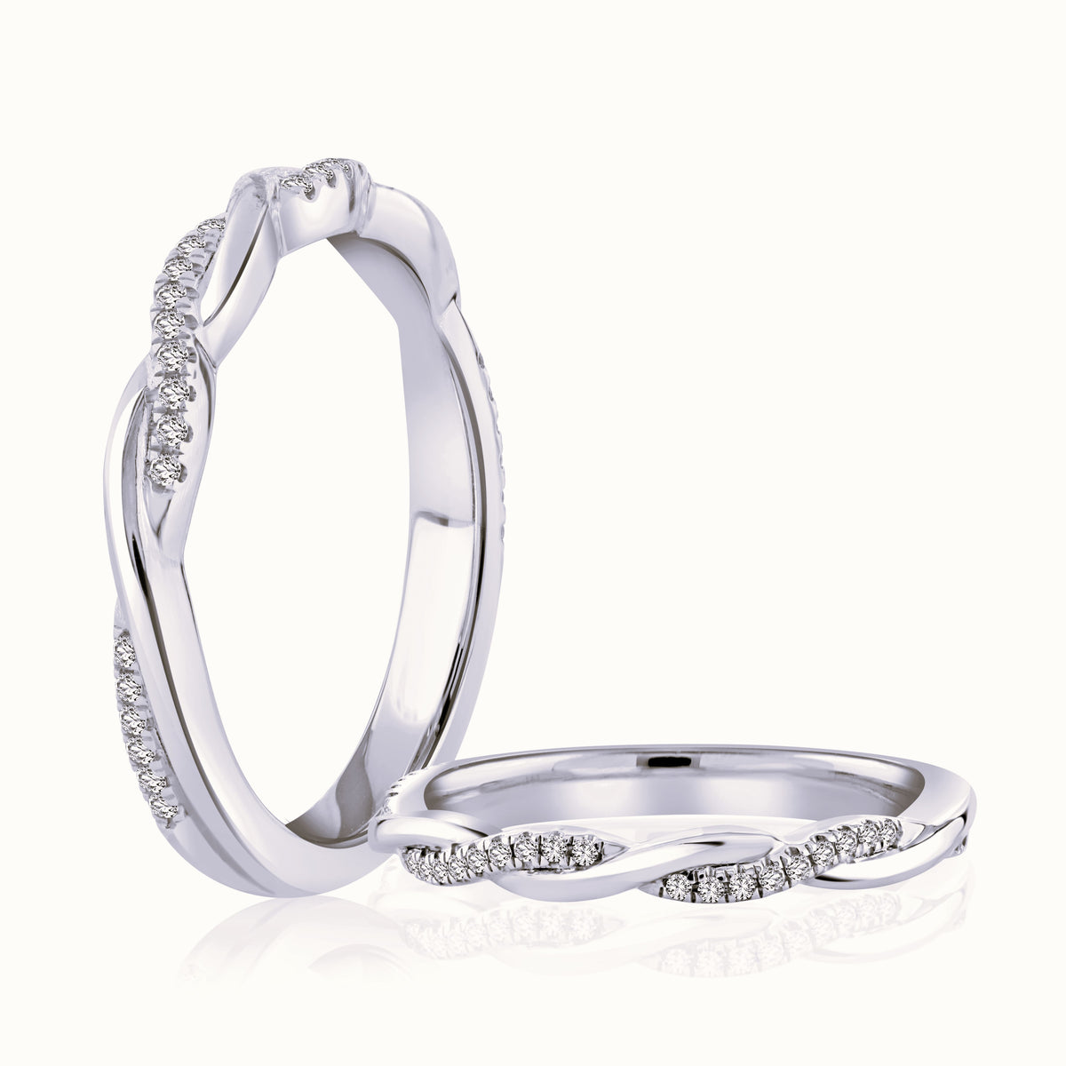 14K White Gold Wedding Band, Size 6