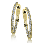 Zeghani Yellow 14 Karat Gold Diamond Oval Hoop Earrings *