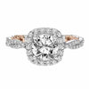 ArtCarved White & Rose 14 Karat Gold Diamond Engagement Ring Mounting Size 6.5 *