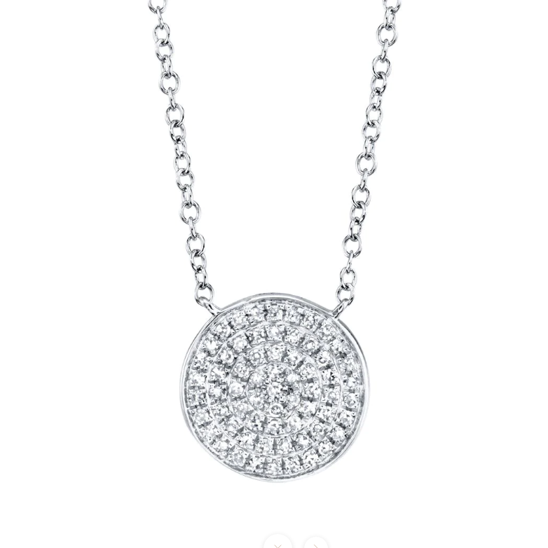 Shy Creation White 14 Karat Gold Diamond Circle Pendant *