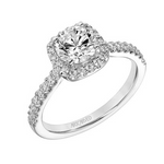 ArtCarved 0.62ctw White 14 Karat Gold Halo Diamond Engagement Ring Size 6.5