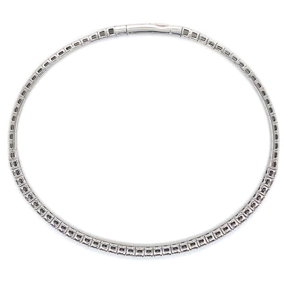 White 14 Karat Gold Diamond Bangle Bracelet