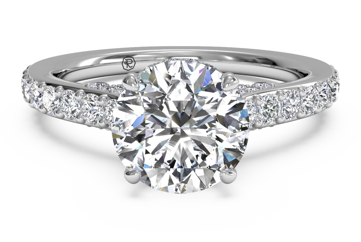 Ritani White 14 Karat Gold Diamond Engagement Ring Mounting Size 6.5 *