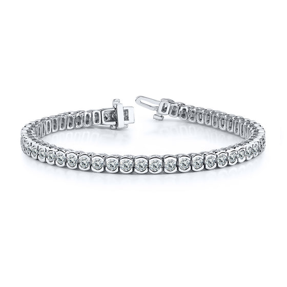 Diamond Designs White 18 Karat Gold 4.53ctw Diamond Half Bezel Tennis Bracelet *