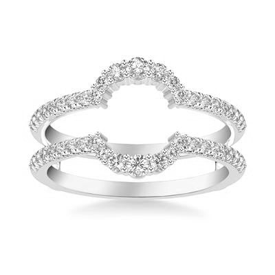 ArtCarved White 14K Gold Diamond Curved Ring Enhancer Wedding Band Size 6.5 - view 2